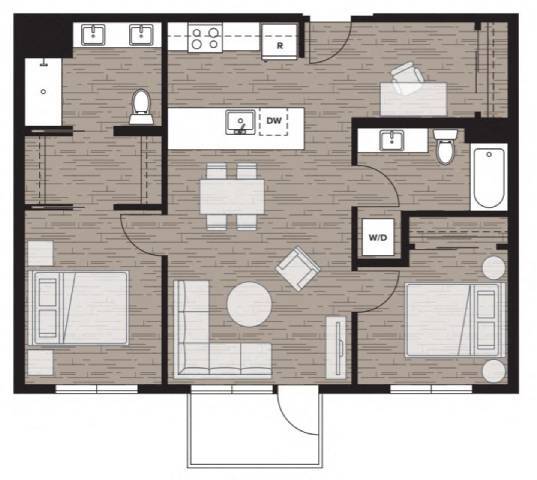 2D1 | Two Bedroom 221 floor plan